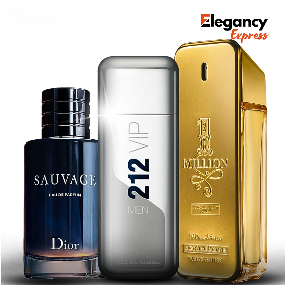 KIT 3 Perfumes Masculinos Importados (100 ml) - One Million, Sauvage Dior e 212 VIP Men [PAGUE 1 LEVE 3]